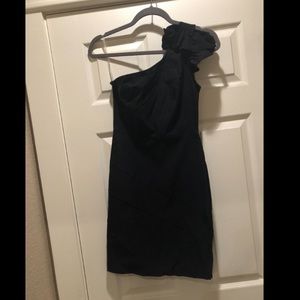 Black one-shoulder mini cocktail dress size sm/med